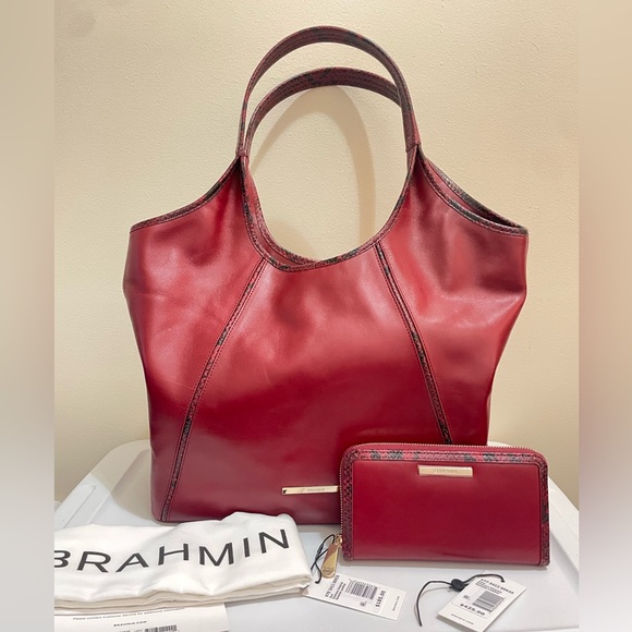 Brahmin Iona Tote Bag and Wallet Set in Cherry Lacquer - Picture 1 of 3